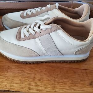 J crew beige and white suede tennis shoes. Size 7. Worn once